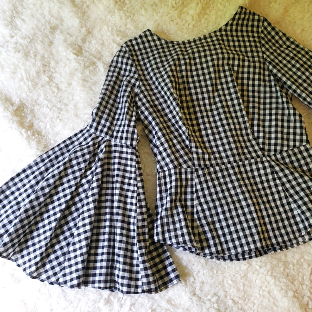 nanette lepore • gingham statement top